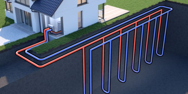 Diagram of vertical ground source heat pump